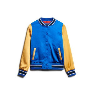 Custom Brand Women's Lightweight Slim Fit Waterproof Bamboo Fiber Varsity Jackets with <b>Covered</b> <b>Button</b> Closure Winter Ready - Product Image 1