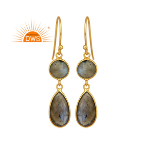 Dernier design tendance, boucles d'oreilles pendantes en argent sterling avec pierre précieuse labradorite naturelle, fabricant de bijoux sur mesure - Product Image 1