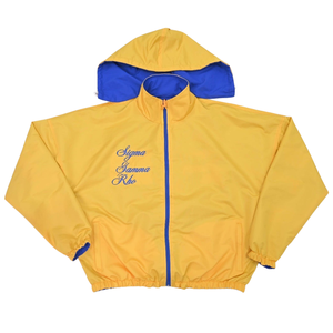 Chaqueta Cortavientos Reversible de la Hermandad Sigma Gamma Rho para Mujer, Chaqueta Ligera con Letras Griegas en Azul y Dorado, Ropa Griega para Mujer - Product Image 2
