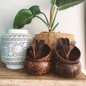 ชามกะลามะพร้าวทำด้วยมือดีไซน์ธรรมชาติแบบชนบทพร้อมช้อนสำหรับงานปาร์ตี้กลางแจ้งปิกนิกชายหาดใช้ในไลฟ์สไตล์เป็นมิตรกับสิ่งแวดล้อม - Product Image 4