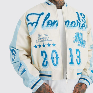 OEM Custom Vintage Varsity Jacket Hiver Manches en cuir School College Baseball Letterman Varsity Jacket pour hommes - Product Image 4