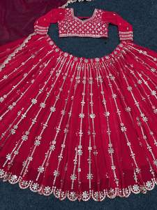 Vente chaude Readymade Indian Designer Lehenga Choli Avec Dupatta Georgette Avec Sequin Travail De Mariage, Party Wear Bollywood Outfit - Product Image 6