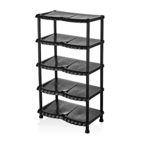 Étagère à chaussures modulaire en plastique écologique, portable, réglable en hauteur, à 5 compartiments, motif dentelle noire, pour salon et école