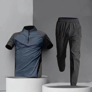 Fitness hommes décontracté séchage rapide veste + pantalon ensemble de course pour été Fitness tenue 2 pièces ensemble entraînement basket-ball Kleding - Product Image 1