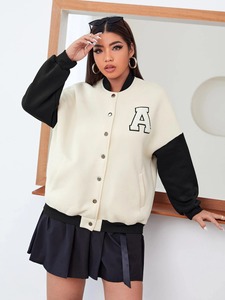 New Arrival Women's <b>Jacket</b> Custom Made Patchwork Full Button Up Fashionable Women's Varsity <b>Jacket</b> - Product Image 4