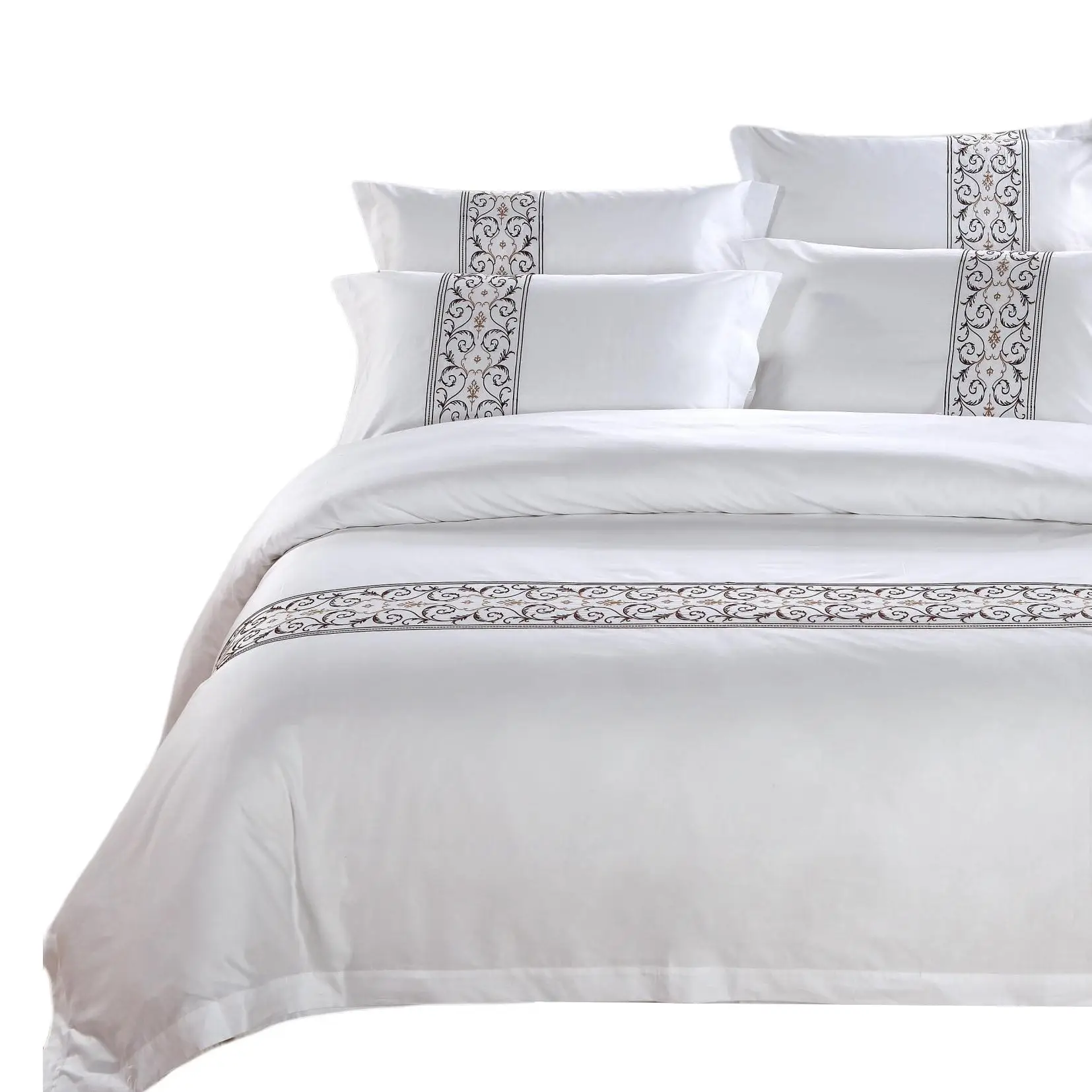 Embroidery Luxurious 100% cotton Hotel Duvet cover set quilt cover pillow shaw bedskirt bedsheet