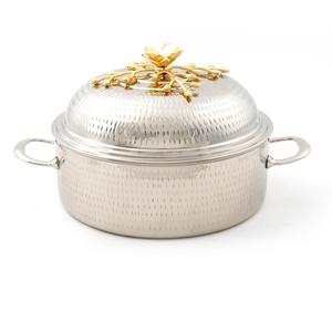 Recién llegado, cazuela de Acabado niquelado Hotpot con asas de diseño brillantes con tapa de forma redondeada, calentador de alimentos - Product Image 2