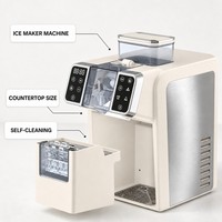 Machine à glaçons électrique 2-en-1 de comptoir, compresseur 150W, autonettoyante, portable, pour la maison, avec bouteille en plastique