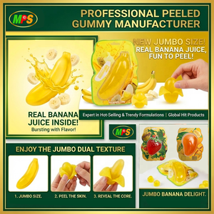 Caramelos <span class=keywords><strong>de</strong></span> Goma 3D <span class=keywords><strong>de</strong></span> Gran Tamaño para Venta al por Mayor |   Caramelos <span class=keywords><strong>de</strong></span> Mango/Banana Pelados Grandes, Certificados BRC/Halal - Product Image 2