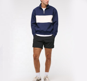 Pull à col zippé color block pour homme, tricoté, à manches longues, respirant, décontracté, vêtement de sport - Product Image 1