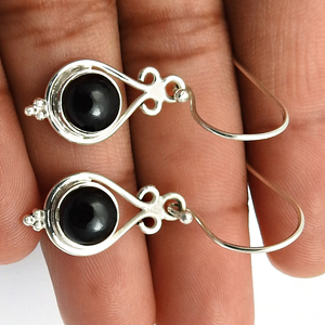 Precio al por mayor de alta calidad, Plata de Ley 925, piedras preciosas de ónix negro Natural, aspecto clásico, Pendientes colgantes bohemios, joyería hecha a mano - Product Image 5