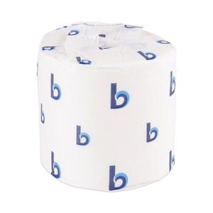 Papier toilette en rouleau jumbo Boardwalk 1 pli, résistant et doux, jetable dans les fosses septiques - 96 rouleaux/carton, blanc - Product Image 1
