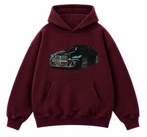 Sweat à capuche unisexe surdimensionné avec motif de voiture de sport brodé, style streetwear, avec design de voiture de luxe brodé - Product Image 5