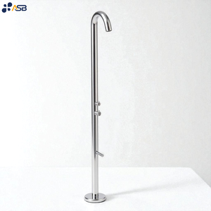 Colonne de douche autoportante de style station de villégiature extérieure montée au sol en acier inoxydable 316 avec option de pulvérisation au pied <span class=keywords><strong>PDV</strong></span> poli - Product Image 1