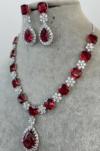 Collier en argent sterling 925 Moissanite avec diamant et rubis - Product Image 4
