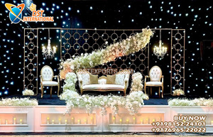 Réception de mariage glamour scène bougie murs musulman Nikah Walima bougie configuration murale élégante cérémonie de fiançailles scène bougie - Product Image 2