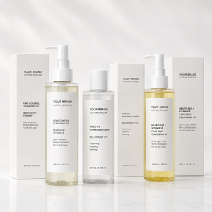 Private <b>Label</b> Facial Skincare Set Toner Serum Cleansing Oil Cleanser Cream Lotion OEM ODM Manufacturer Custom Skincare Set - Product Image 3