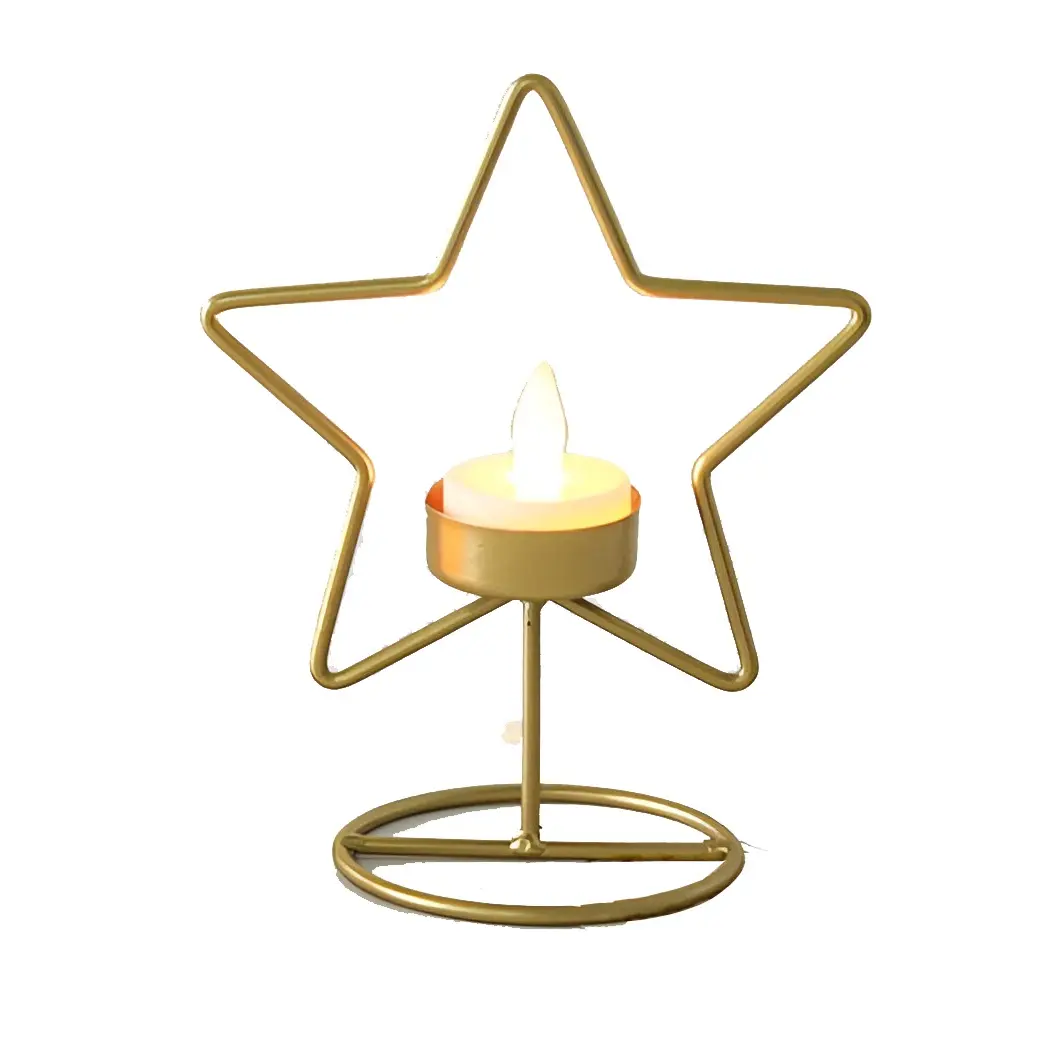 Soporte de vela de Color dorado con diseño de estrella festiva india, decoración interior para el hogar, diseño festivo, acabado decorativo, soporte de luz en T