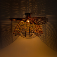 Abat-jour en rotin fait à la main tissé suspension Lotus fleur forme plafonnier décoratif éclairage en osier pour salon chambre