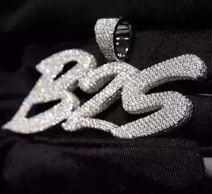 Pendentif en argent sterling 925 plaqué or blanc 14 carats 3.10Ct véritable Moissanite Cut lettre personnalisée breloque diamant pour pendentifs fins - Product Image 2