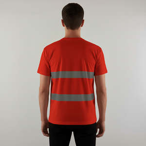 เสื้อทำงานแขนสั้นผ้าโพลีเอสเตอร์กันน้ำ ANSI Class 2 สะท้อนแสงสองสี พิมพ์โลโก้ตามสั่ง ไฟ LED กระพริบเพื่อความปลอดภัย - Product Image 5