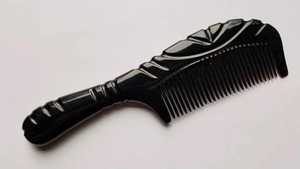 Custom Logo Buffalo Horn Dandruff Comb Self-cleaning Tooth Button for <b>Scalp</b> Exfoliation Gua Sha Handle Adults Kids <b>Massage</b> - Product Image 2