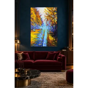 Fida Blue Rainy Park avec impression sur toile jaune automne - Product Image 5