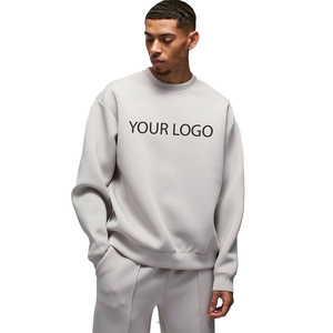 Sudadera gris claro de gran tamaño Unisex peso pesado doble punto mezcla de poliéster pulóver hombro caído logotipo personalizado sudaderas con capucha de invierno - Product Image 1