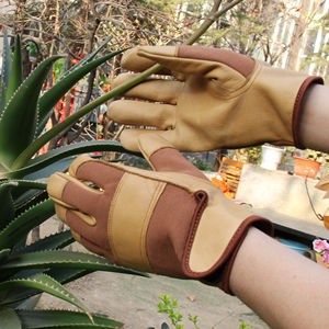 Gants de jardinage en cuir pour hommes, gants de travail en cuir de vache souple, résistants à l'eau, confortables - Product Image 5