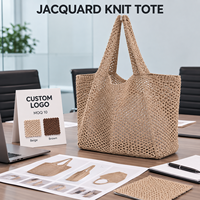 Sac fourre-tout en tricot jacquard avec logo personnalisé, poignée renforcée, coutures renforcées, commandes en gros bienvenues, stock disponible, expédition rapide