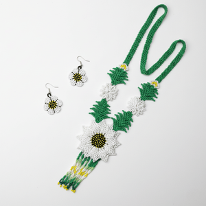 White Daisy Garden <b>Beaded</b> Fine Jewelry <b>Set</b> 18K Gold Plated Vintage Style Stainless Steel Gift - Product Image 3