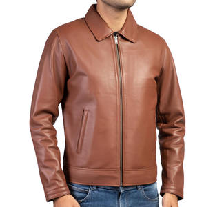Veste en cuir pour homme, véritable, à col montant, style varsity classique, matelassée, chaude, à capuche - Product Image 5
