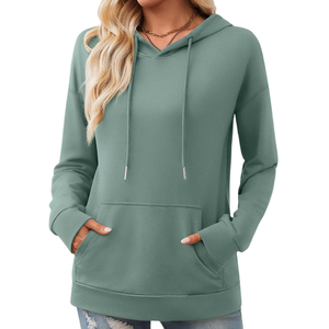 Classic Everyday Casual Streetwear Drop Shoulder Figures Sudaderas con capucha ecológicas transpirables Sudadera con capucha de punto para mujer - Product Image 5