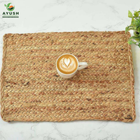 Chemin de table en jute naturelle tissé de 5 mm d'épaisseur, fait main, résistant à la chaleur, de qualité alimentaire, pour tables de dîner et de bureau