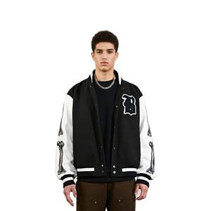 Chaqueta polar de bombardero de béisbol personalizada de alta calidad para hombre, ropa de calle con letras universitarias, soporte de lona acolchado de invierno estilo universitario - Product Image 5