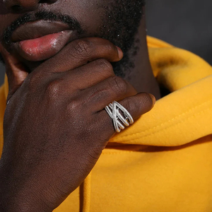 Colección Hip Hop Anillo de diamantes de moissanita original Regalo para él Joyería de moda Oro sólido de 14 quilates de La India - Product Image 3