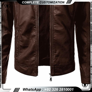 Veste en cuir de vache de qualité supérieure pour homme, col montant, tendance, douce pour toutes les occasions - Product Image 3