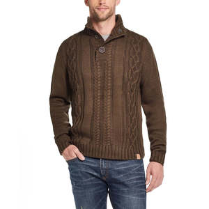 Vintage Military-Style Mock <b>Turtleneck</b> <b>Sweater</b> for Men Weatherproof with Buttons Green Sizes Small and Medium - Product Image 1