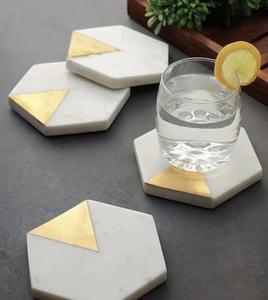 Dessous de verre en pierre moderne avec incrustation en laiton de dernière conception pour les intérieurs de cuisine-Tapis et tampons - Product Image 1