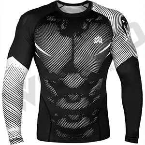 Langarmhemd Polyester 95% Baumwolle 5% Spandex Gym Wear Compression Sports Herren hemden mit individuellem Logo