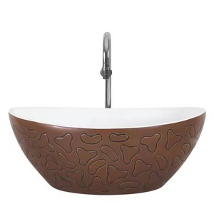 Lavabo de table de forme ovale en choco foncé lavabo de luxe en céramique à poser bol pour salle de bain - Product Image 1