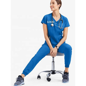 Conjuntos de uniformes de rendimiento Scrubs con camisa de manga corta ligera y cuello alto transpirable para ropa de cambio - Product Image 2