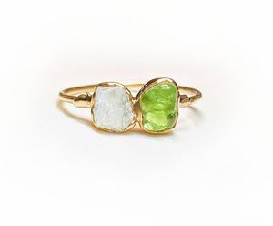 แหวนพลอยมูนสโตนสีรุ้งเพอริโดทธรรมชาติสำหรับอัญมณีดิบแบบดั้งเดิมแหวนชุบทองเรียบง่ายชุบด้วยไฟฟ้า - Product Image 1