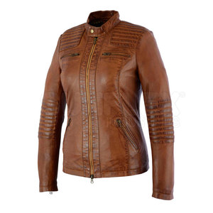 เสื้อแจ็คเก็ตหนัง Nappa คุณภาพดีที่สุดสำหรับผู้หญิง สำหรับฤดูหนาว แห้งเร็ว ระบายอากาศได้ดี คอตั้ง ลายเรียบ สีตามสั่ง บริการ OEM - Product Image 5