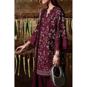 Ensemble semi-formel en mousseline de soie brodé printemps-été avec dupatta et pantalon - Product Image 2