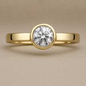 Sang Trọng Vàng Vàng Vòng Cắt Moissanite Prong Set Cho Chứng Nhận 1CT & 0.38ct Wedding Engagement <span class=keywords><strong>Ring</strong></span> Cho Phụ Nữ - Product Image 1