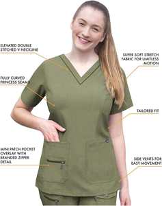 Uniforme de enfermera elástico con logotipo de exfoliante médico personalizado, fabricante profesional de moda, ropa para trabajadores de bares y restaurantes de hospital - Product Image 3