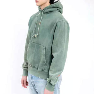 Sudadera con capucha desgastada personalizada para hombre 2024, forro polar ligero, estampado sólido, a prueba de viento, Invierno Plus XS XL, teñido liso - Product Image 3