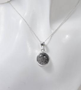 Designer Pendentif Cadeau Pour Elle Noir Rutile Mode Pendentif En Argent Sterling 925 Forme Ronde À La Main Pierres Précieuses Pendentif Bijoux - Product Image 2