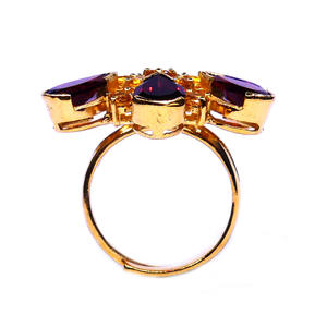 Party Wear Stainless Steel Gold Plated Vermeil Garnet Citrine Gemstone Women Classic <b>Ring</b> - Product Image 3